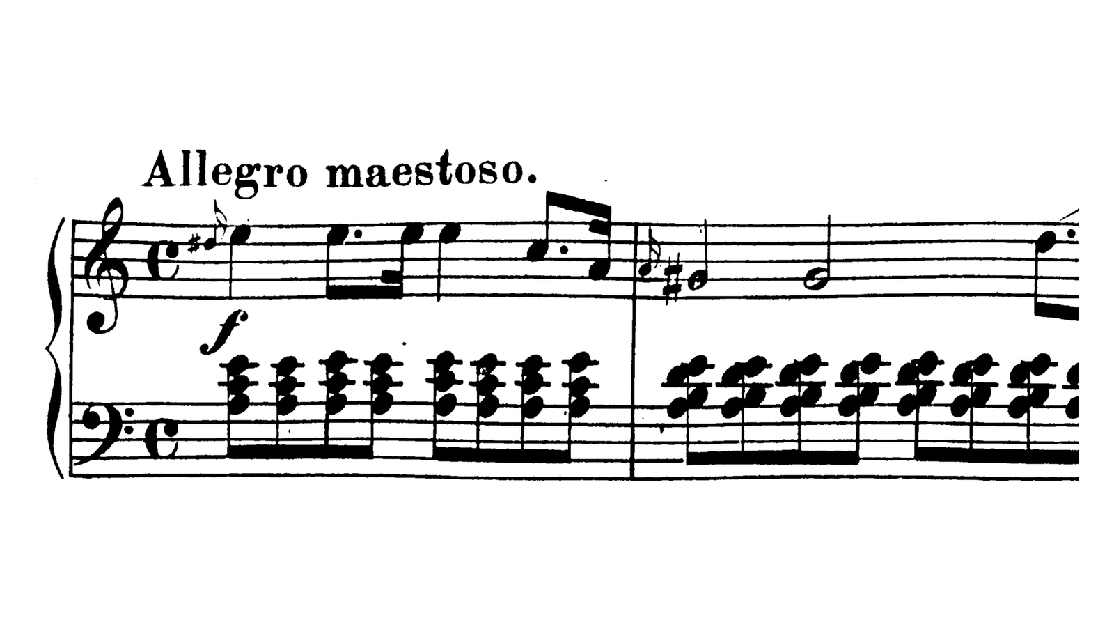 Mozart Sonata in A minor, K. 310, bars 1 to 2